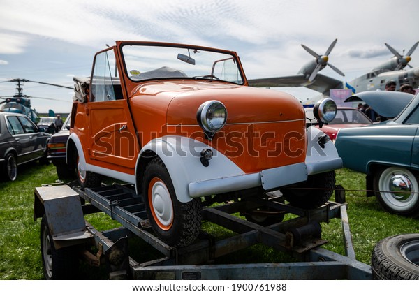 Old USSR soviet car ZAZ at Old car land festival in\
Kiev, Ukraine may 2018