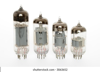 Old vacuum tubes on white background