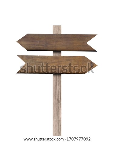 Old various wooden sign isolated on white background. Object with clipping path.