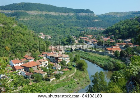 Old Veliko Tarnovo panorama from Tsarevets hill ,Bulgaria, unesco world heritage site