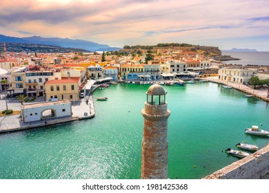 Old Venetian harbor of Rethimno, Crete, Greece