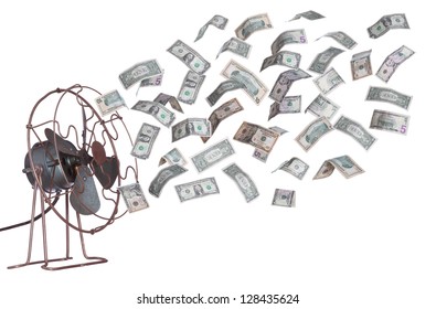 old ventilator and dollar banknotes - Shutterstock ID 128435624