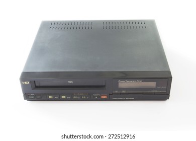 Old VHS Video Recorder Isolated On White Background.