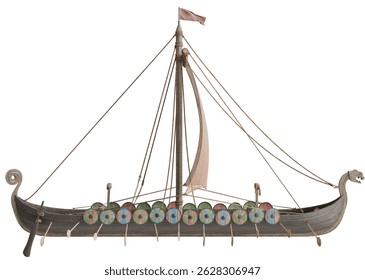 Viejo barco vikingo vikingo de madera