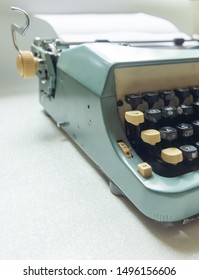 Old Vintage 1960s Manual Typewriter Seen From Left With Space For Text