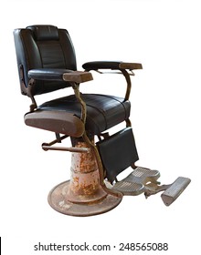 Old Vintage barber chair on white background