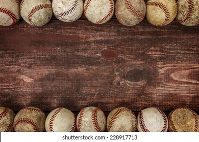 Old Vintage Baseball Background. Focus in center