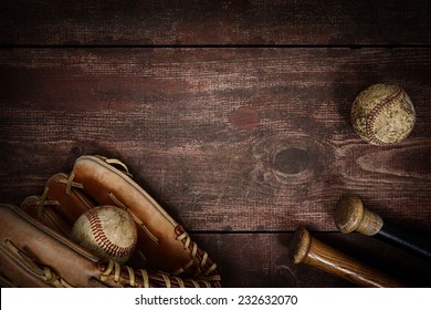 Old Vintage Baseball Background. Shallow focus