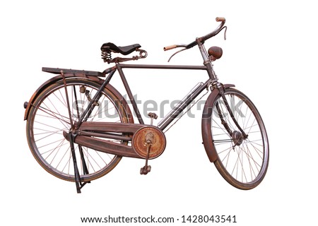old vintage bicycle isolated on white background