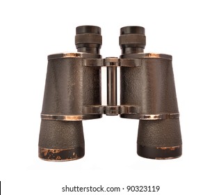 Old Vintage Binoculars Isolated On White