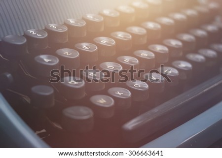 old vintage blue typewriter detail