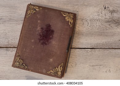 Old vintage book cover with golden ornaments