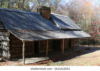 an old vintage cabin in the forest