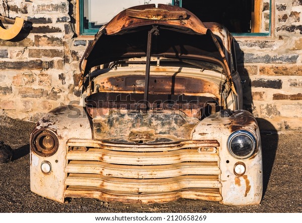 Old vintage car body\
rusted