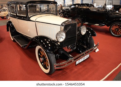 Old Vintage Cars At The Classic Automobile Show Exhibition 2017 At March 24, 2017 In Budapest, Hungary.