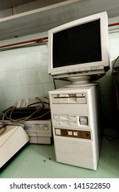 Old Vintage Computer In The Laboratory