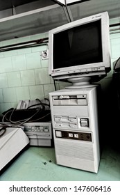 Old Vintage Computer In The Laboratory