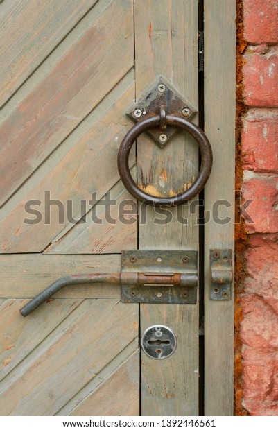 Old Vintage Door Handle On Wooden Royalty Free Stock Image