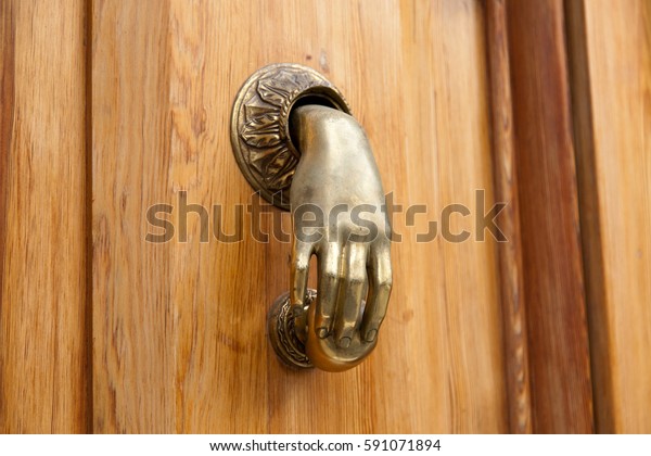 Old Vintage Door Knocker Arm On Stock Photo Edit Now 591071894