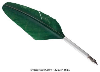 Old Vintage Feather Quill Isolated On White Background