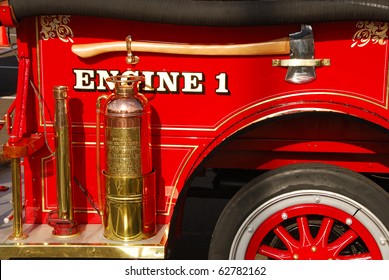 Old vintage fire engine detail at a Fire and emergency services week in Roseburg Oregon - Powered by Shutterstock