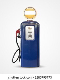 Old Vintage Gasoline Petrol Pump Isolated On Plain Background