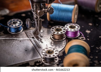 Old vintage hand sewing machine