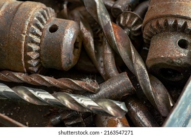 Old Vintage Hand Tools - Set Of Drills On A Wooden Background