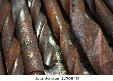 Old Vintage Hand Tools - Set Of Drills On A Wooden Background,