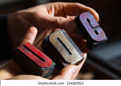 Old Vintage Metal Printing Press Letters 