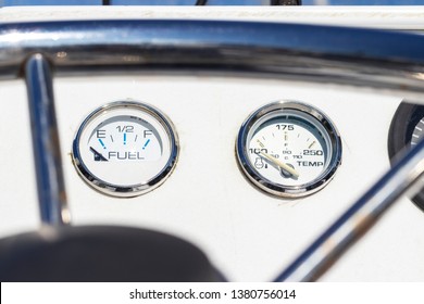 Old Vintage Motor Boat Cockpit Console Instrument Panel Gauges