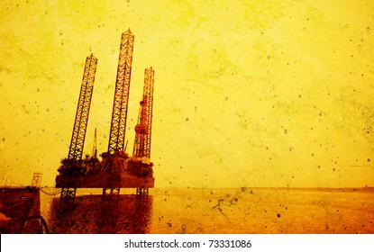 Old Vintage Oil Rig Collage From  Denmark.