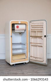 Old Vintage Open Empty Refrigerator