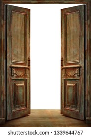 Old Vintage Opened Doors White Background Stock Photo 1339644767 ...