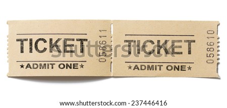 old vintage paper tickets pair isolated