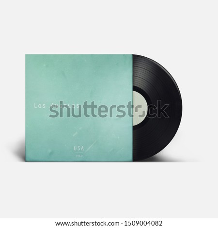 Old vintage plate isolated on white background. 60s Vynil. Retro photo