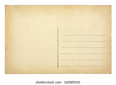 Old vintage postcard isolated on white background