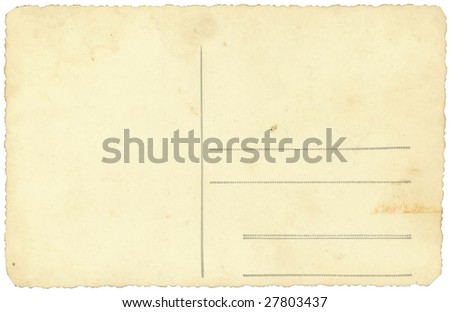 old vintage postcard isolated on white