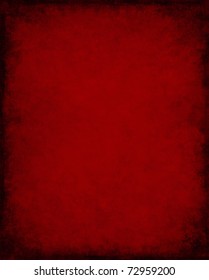 An Old, Vintage Red Paper Background With Dark Grunge Patterns And  Vignette.