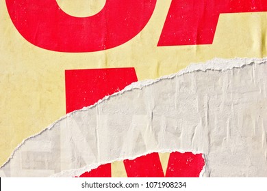 Old vintage ripped torn posters grunge texture background creased crumpled paper backdrop placard surface - Shutterstock ID 1071908234