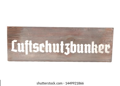 old vintage road sign with german text Luftschutzbunker it means air raid shelter from german worldwar 2