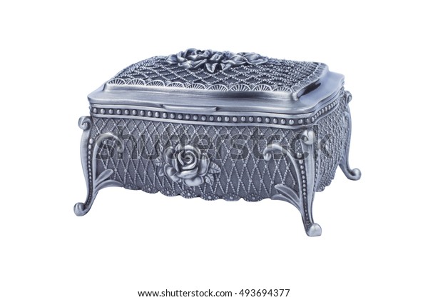 Old Vintage Silver Casket Roses On Stock Photo Edit Now 493694377