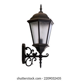 old vintage street lamp on isolated background