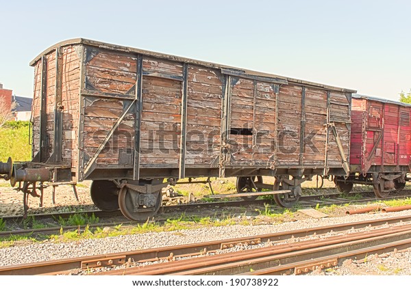 old vintage  train
wagon on the rails