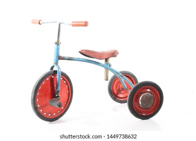 Old Vintage Tricycle On White Background 