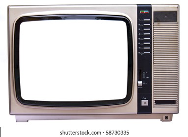 Old vintage TV isolated on white background - Shutterstock ID 58730335