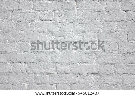 Old Vintage White Washed Empty Brick Wall For Texture Or Background. Whitewashed Brickwall. Modern Brickwork In Loft Or Appartment Interior In Retro Style.