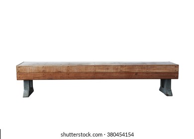 Old Vintage Wood Bench Against White Background