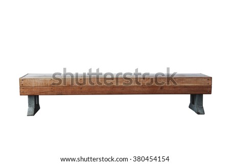 old vintage wood bench against white background