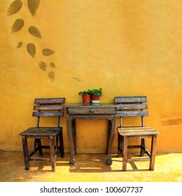 Old Vintage Wooden Chair And Table